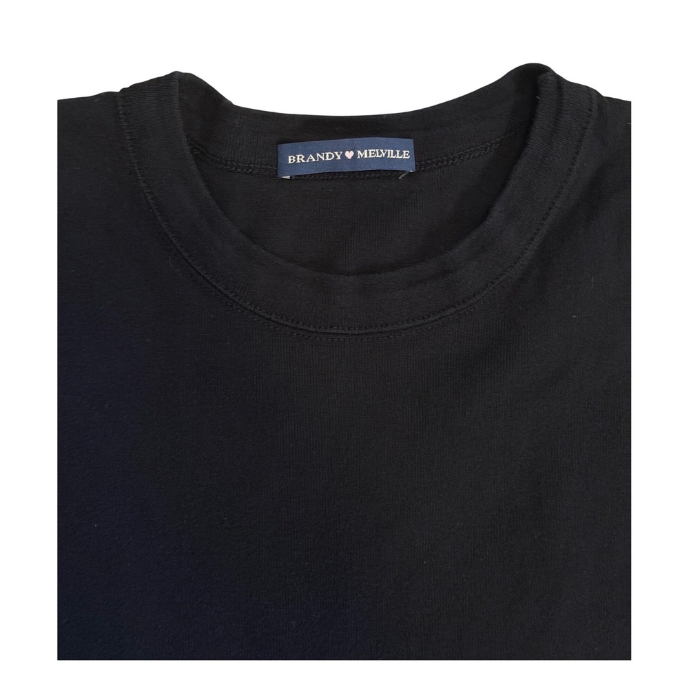 Brandy Melville Black Hailie Top Short Sleeve Crew Neck Tee One Size - Picture 2 of 6